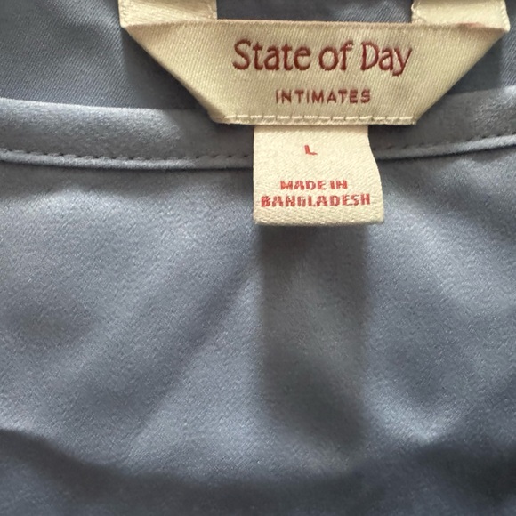 NWT State of Day Silk Touch 2-Piece Pajama Set Short Sleeve Top &‎ Pants Blue L - Picture 6 of 6